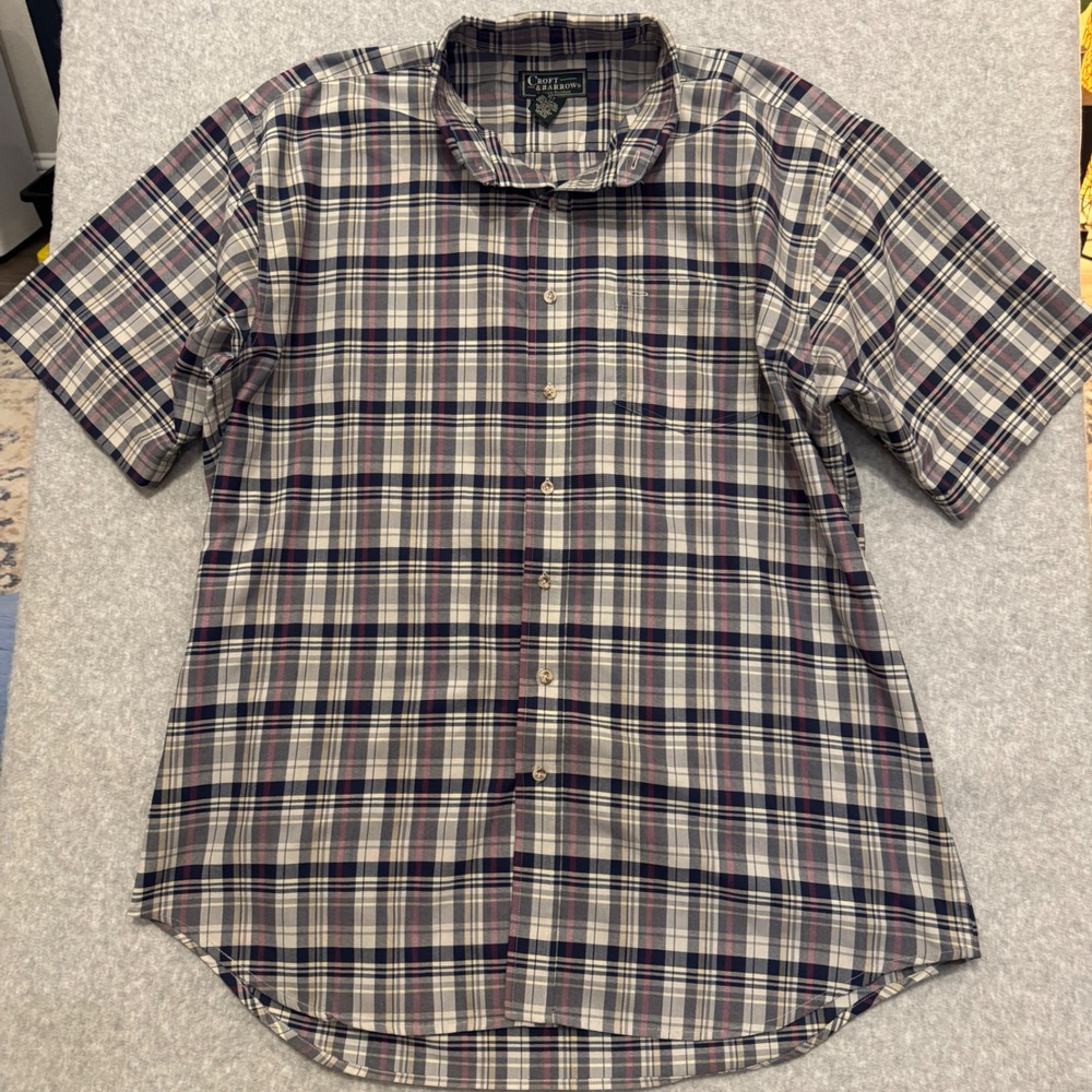 Croft & Barrow Mens XLT Plaid Short Sleeve Button Down Shirt Wrinkle Free